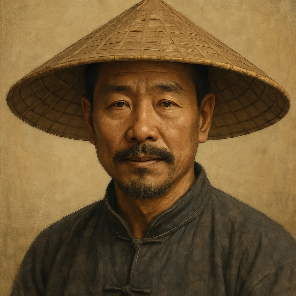 chinese man wearing rice paddy hat, style 3 emoji
