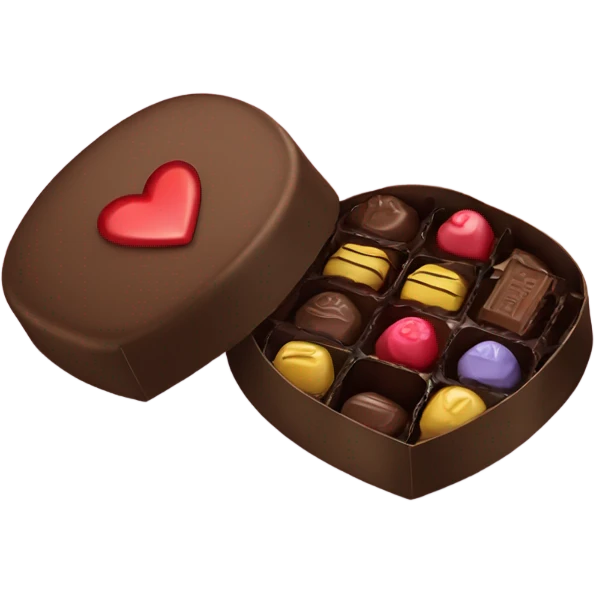 box of chocolates saying i love you emoji