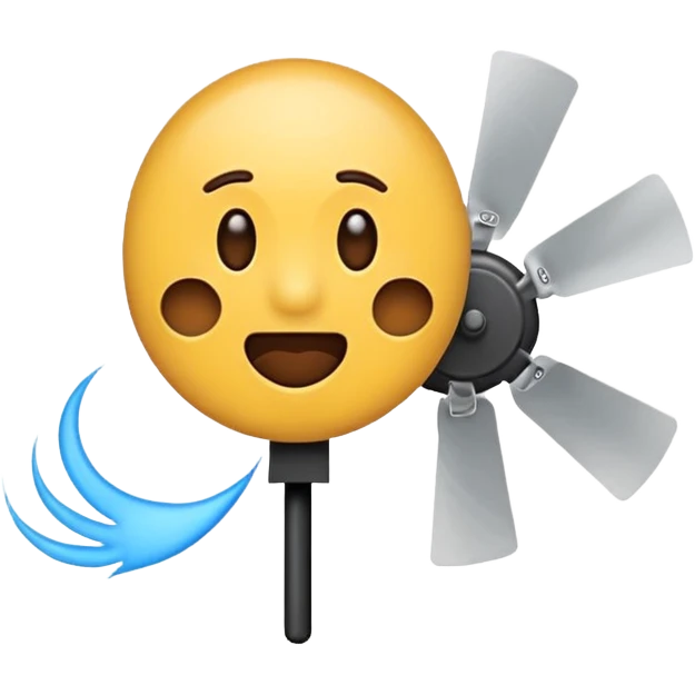 Create a shit emoji being thrown from a fan, like "shit in the fan" expression.
Use the actual "shit emoji" and try version with electric fan emoji