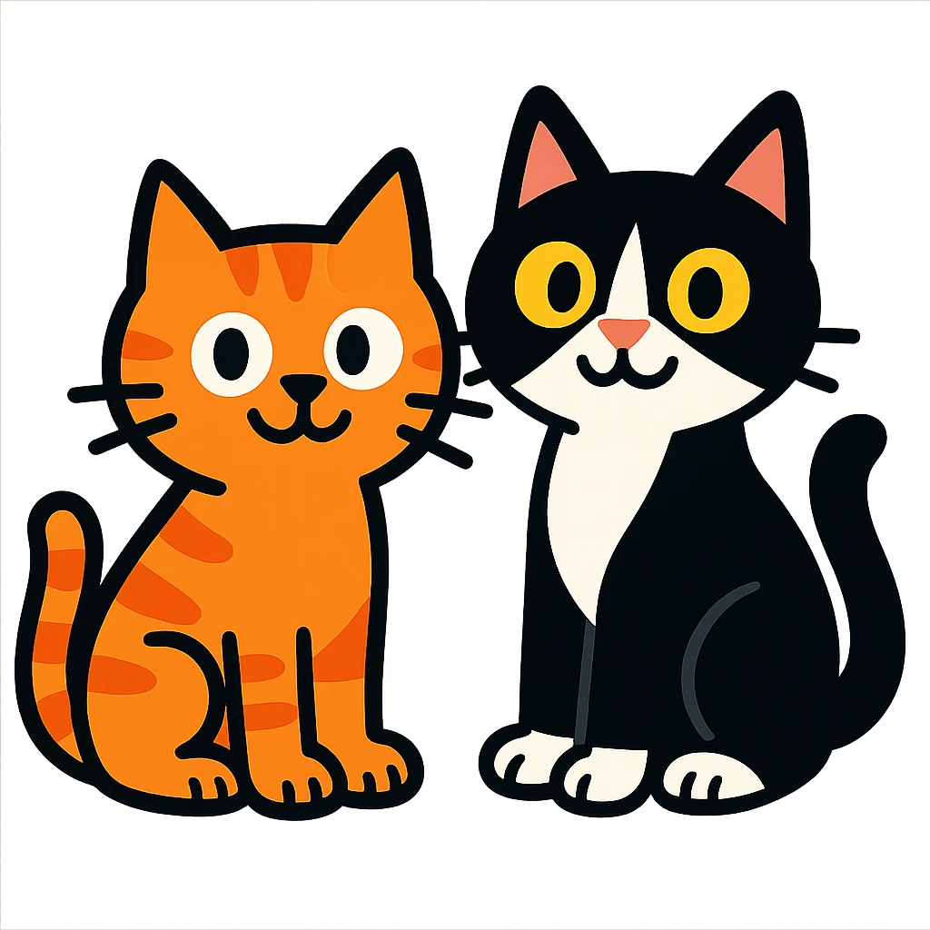 two cartoon cats emoji