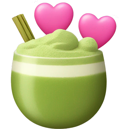 matcha with pink hearts emoji