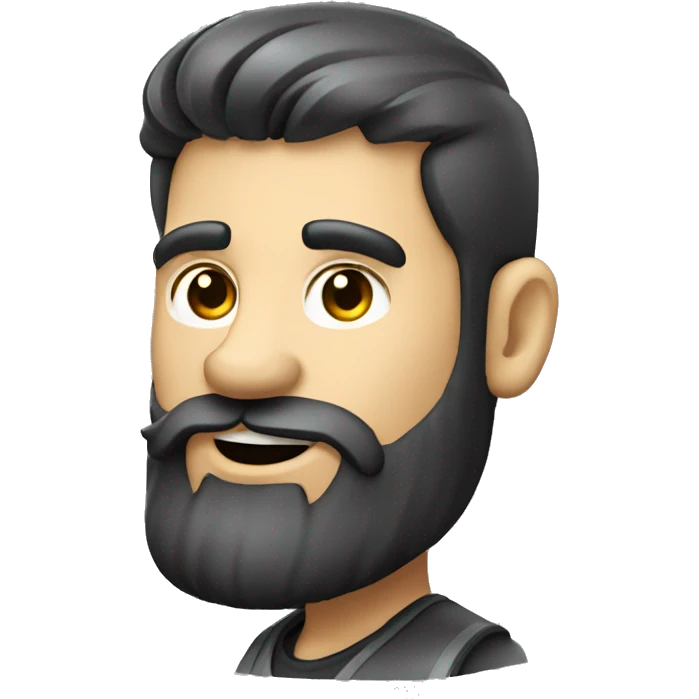 dark hair bearded developer man waving hello  emoji