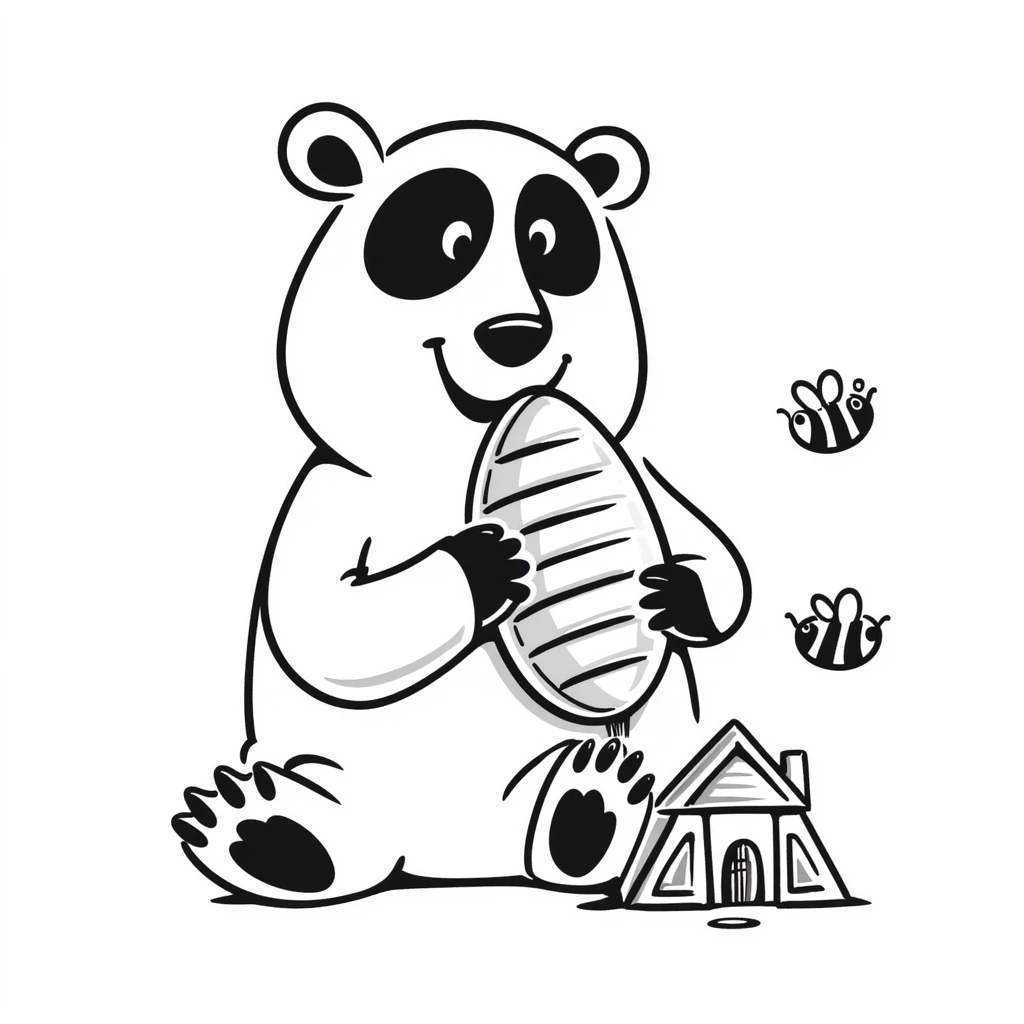 bear eating honeycomb with bees flying around emoji