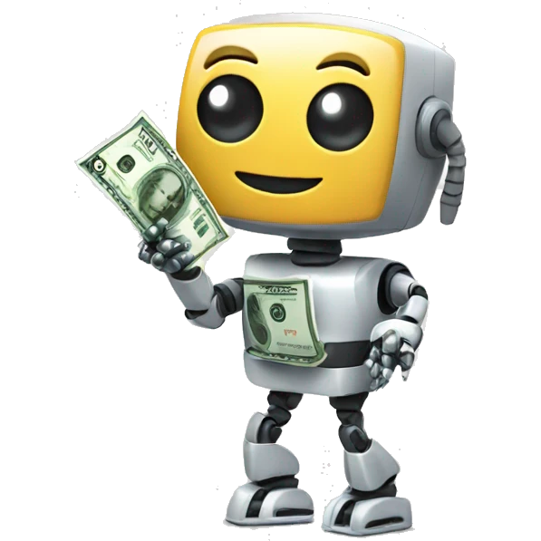 cute robot holding a dollar bill emoji