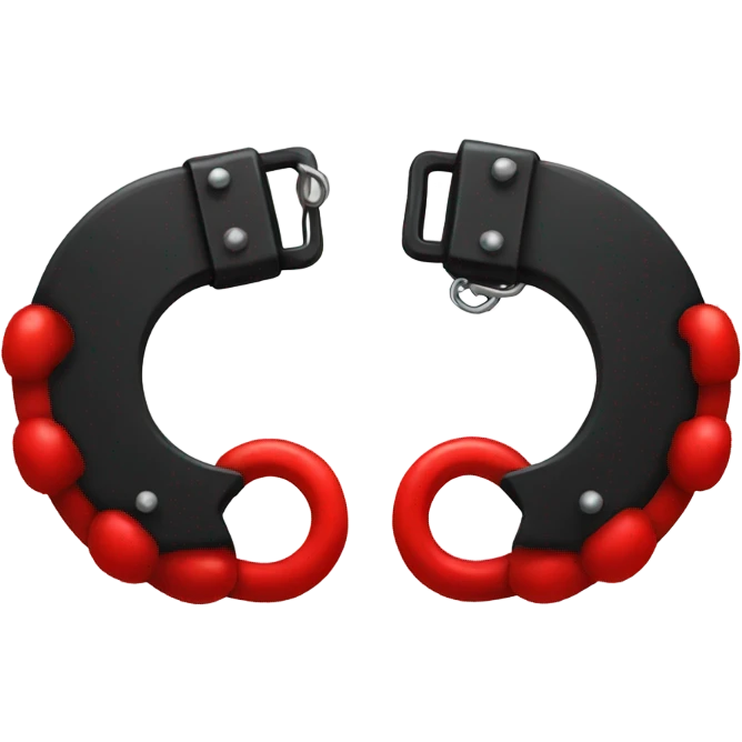 Black and red fluffy handcuffs  emoji