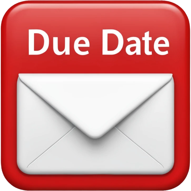 Letters “due date” on a red square  emoji