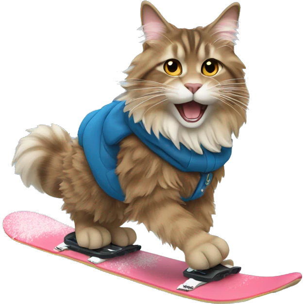 Mainecoon snowboarding  emoji