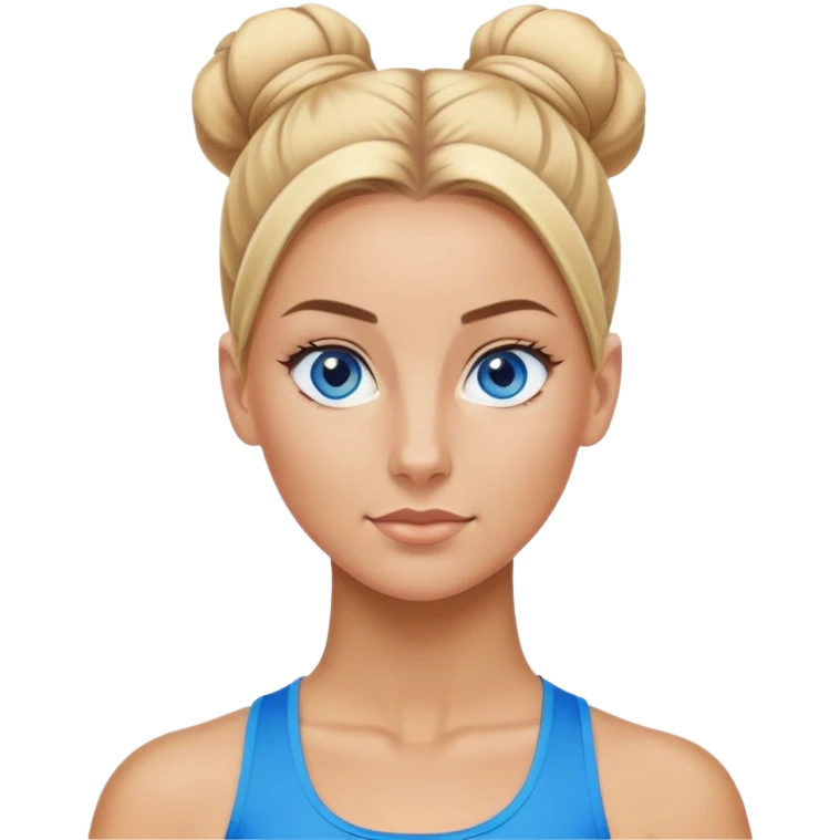 Blonde sleek bun fitness trainer blue eyes emoji