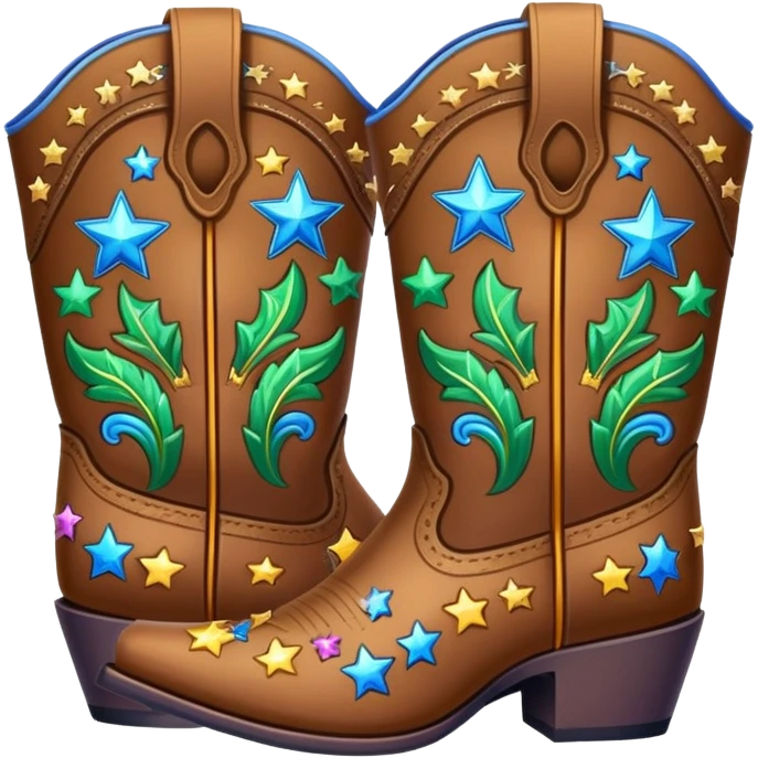 colorful fancy cowboy boots with stars and western patterns emoji