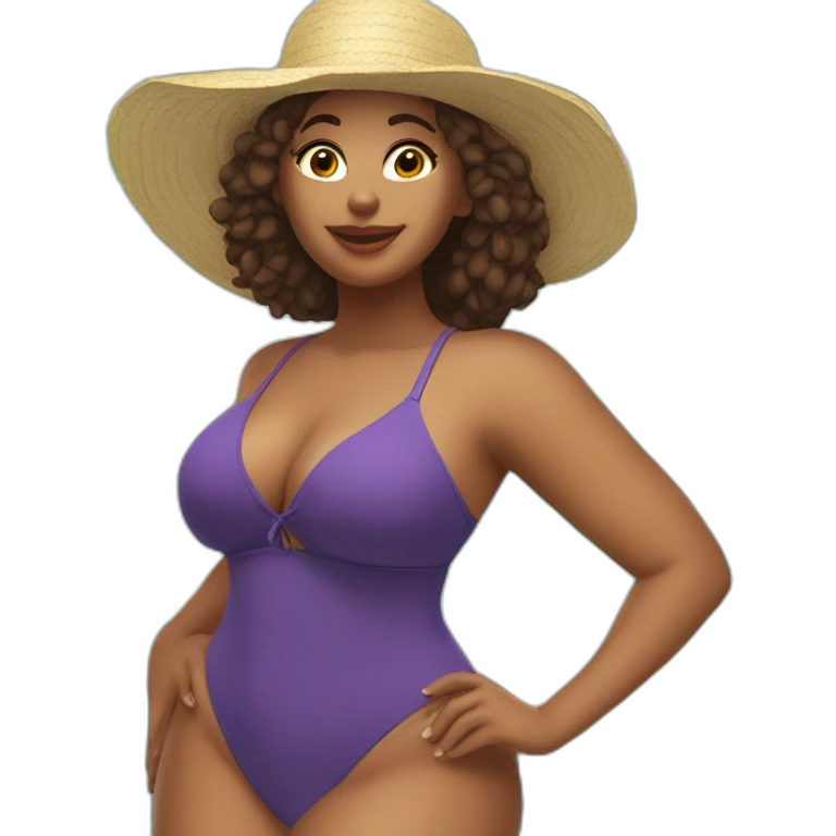 Slim-Thicc caucasian woman swimsuit posing emoji