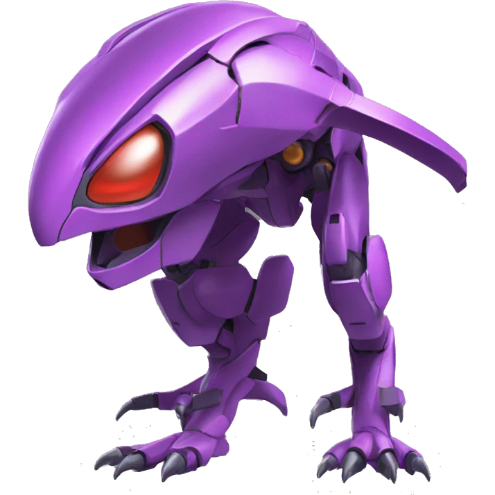 a Genesect-Raptor-Fakémon—hybrid with a futuristic visor-helmet full body emoji