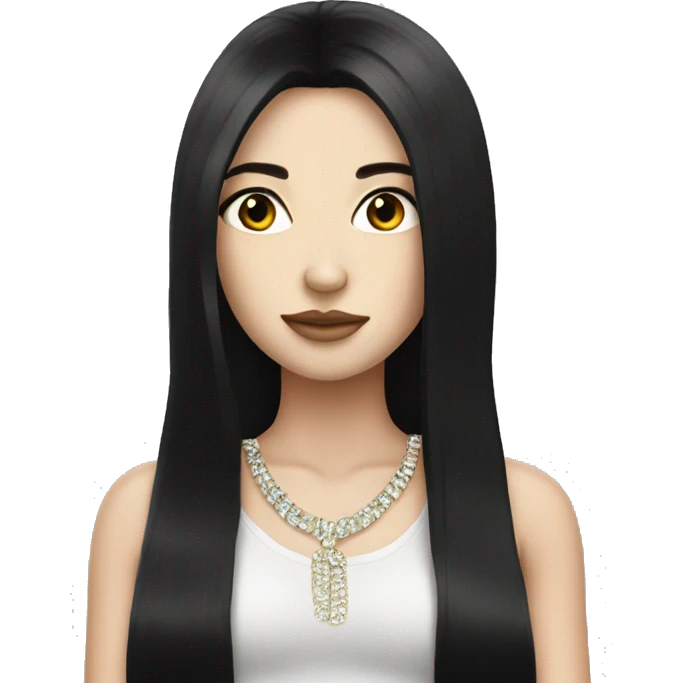 pale girl with long black hair bling emoji