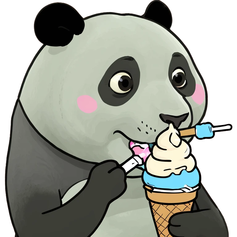 Panda eating ice cream emoji