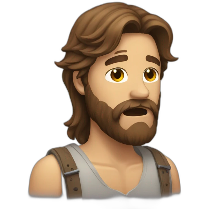 long brown haired bearded man crying emoji