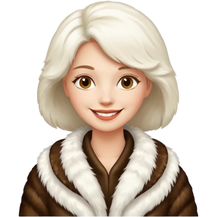 luxary white fur coat woman emoji
