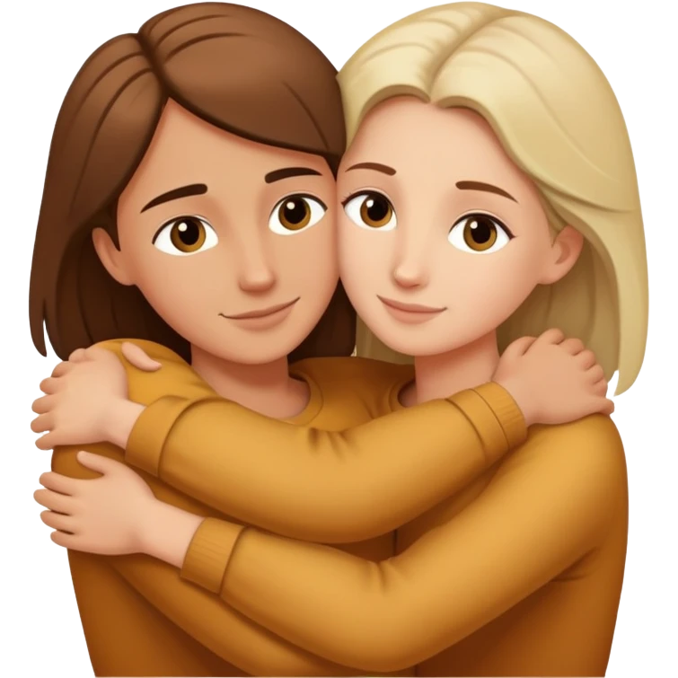 Caucasian people hugging each other, friendship, warm embrace emoji