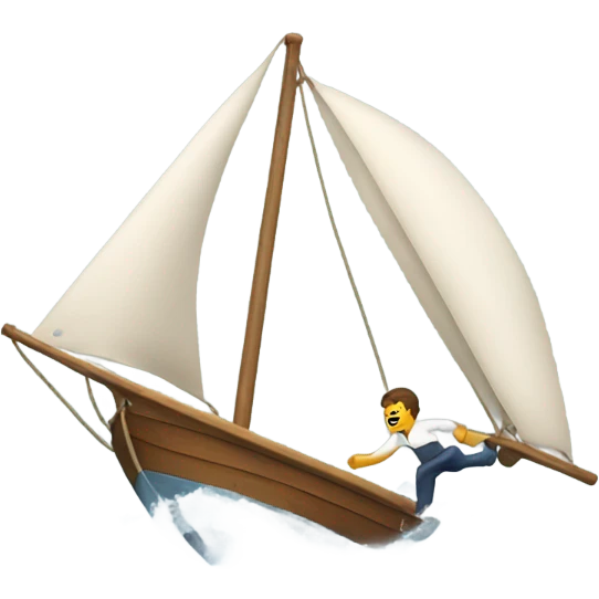 Sail boat crashing and someone falling in to the water  emoji
