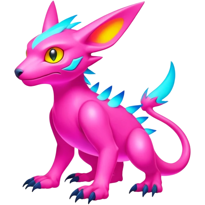 lush bright-vibrant warm-colored modern colorful neon-colored Fakémon-Digimon-Fionbri-Trico-creature (full body) emoji