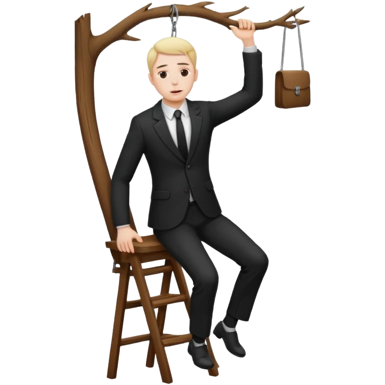 Man standing on chair planing to hang himself emoji
