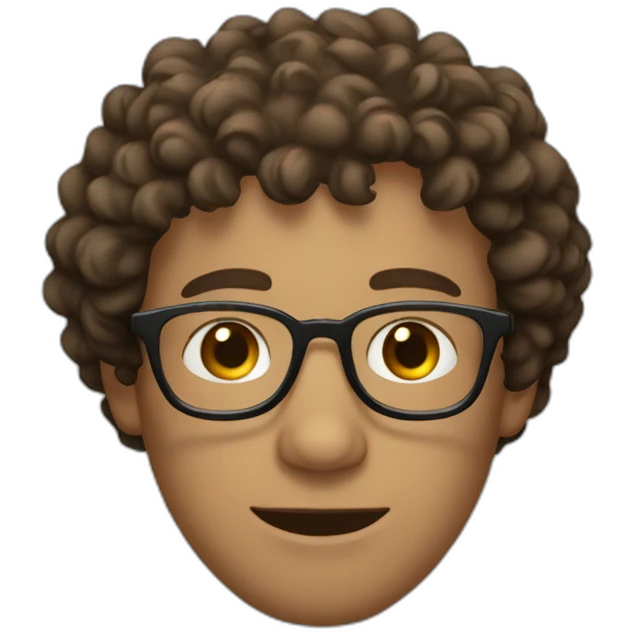 man with curly brown hair and semi-round glasses emoji
