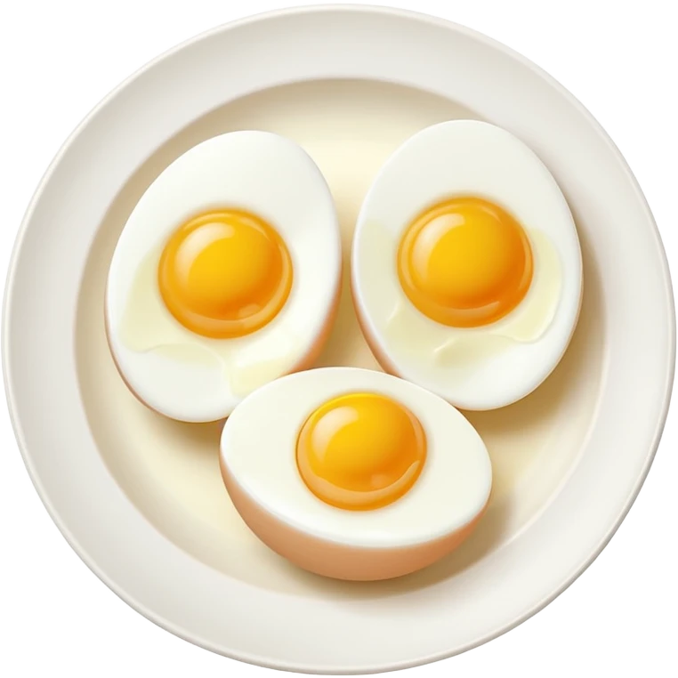 Two boil eggs in a plate cut in half emoji