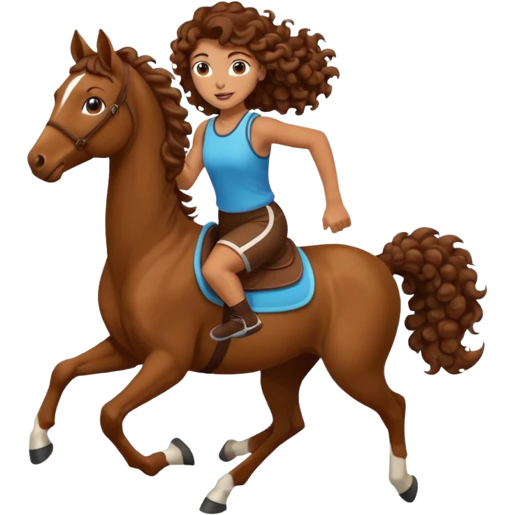  curly tailhorse brown hair girl running emoji