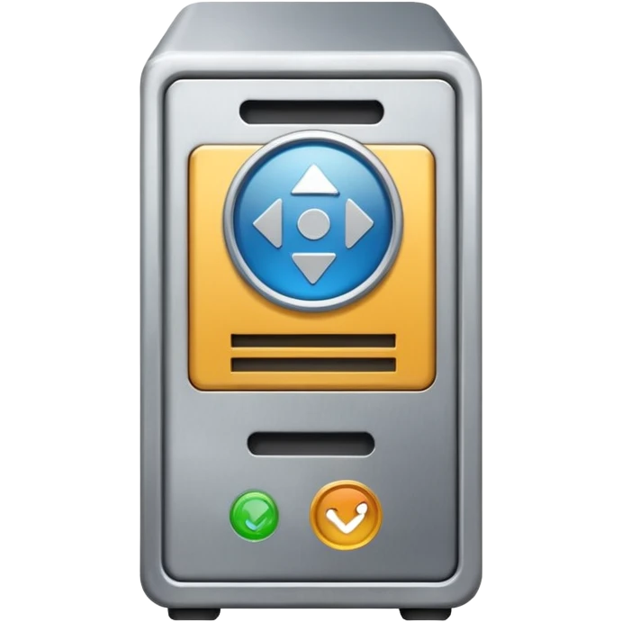 small server with a play start icon, web hosting beginner plan emoji