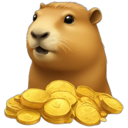 capybara and gold coins emoji