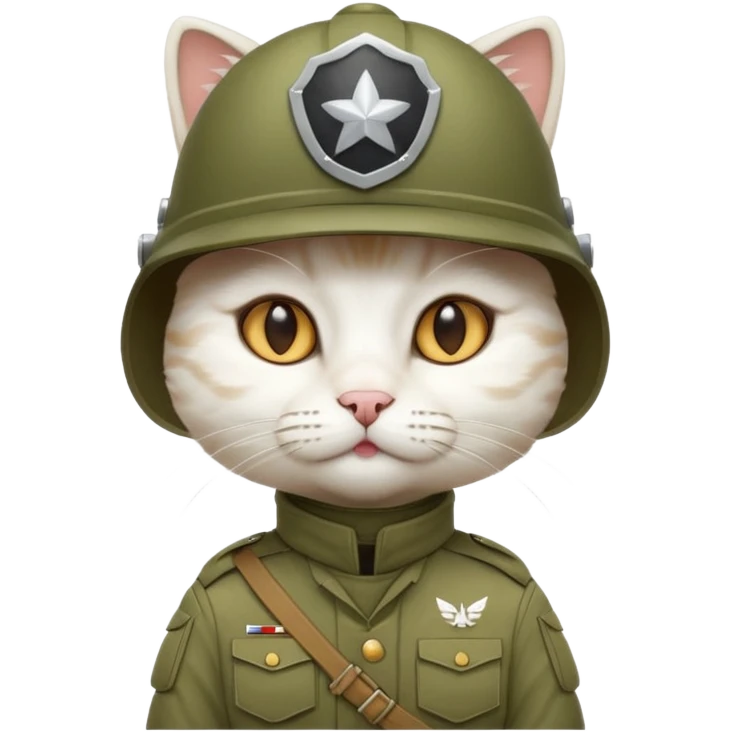 white Cat in army outfit emoji
