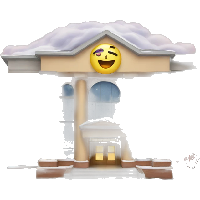 the school building decorated for the new year emoji