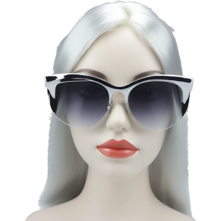 Y2K  Sports Sunglasses front view cat eye with silver frame emoji