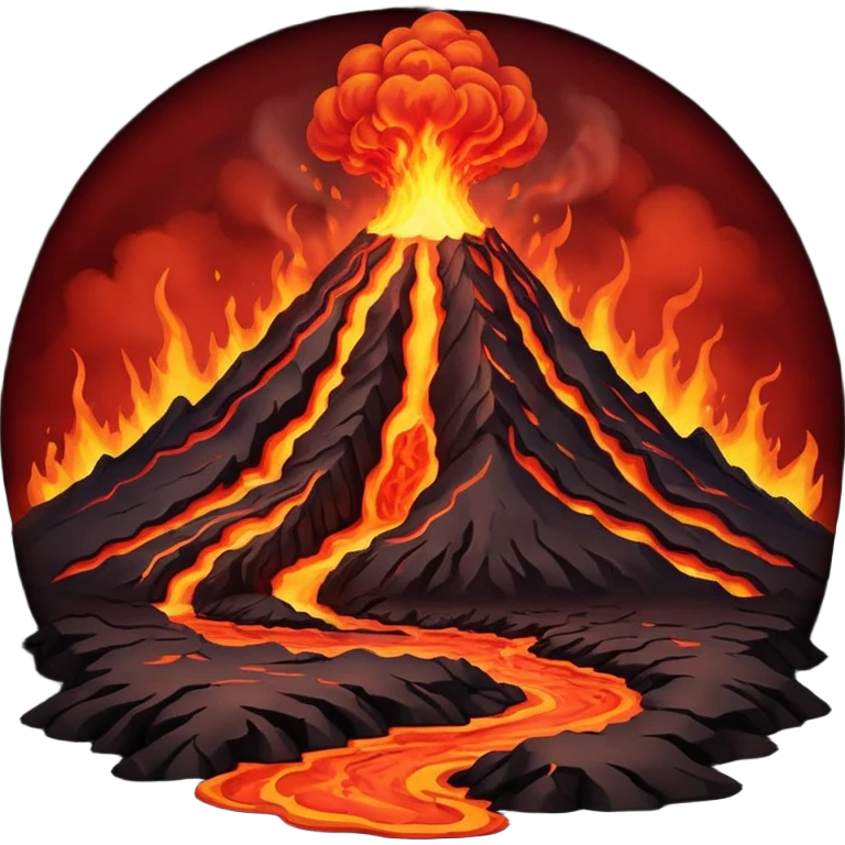 Volcano Planet, lava rivers and erupting peaks.
 emoji