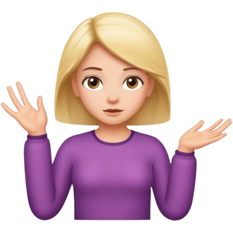 A girl shrugging his shoulders with a 6 above his left hand and a 7 above his right hand. emoji