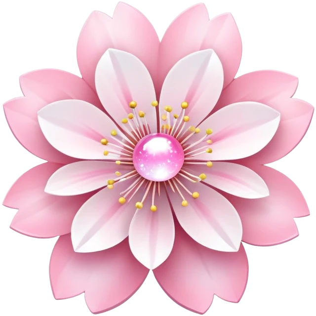 Cute Pastel pink and white Cherry Blossom Sakura Starburst Iridescent Planet emoji