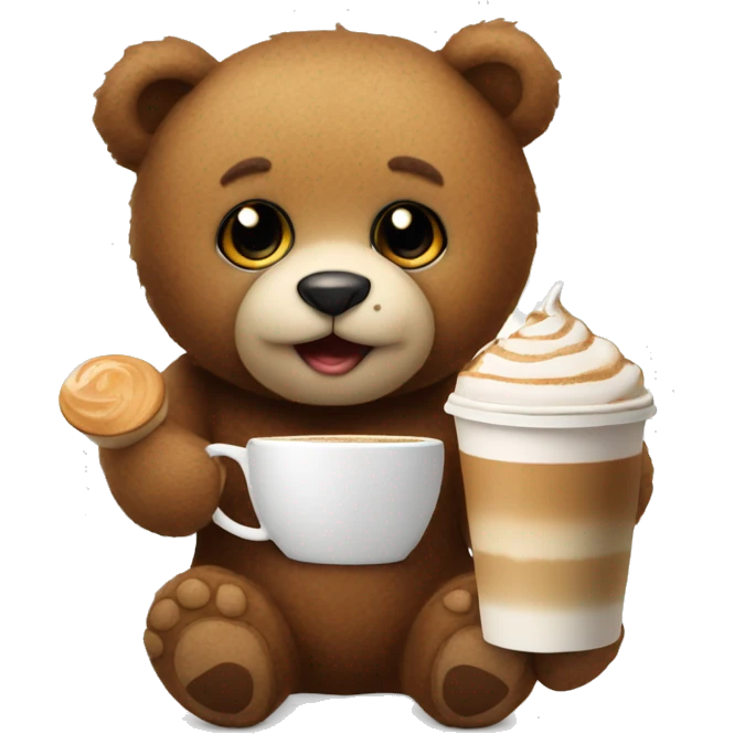 Teddy bear with latte emoji