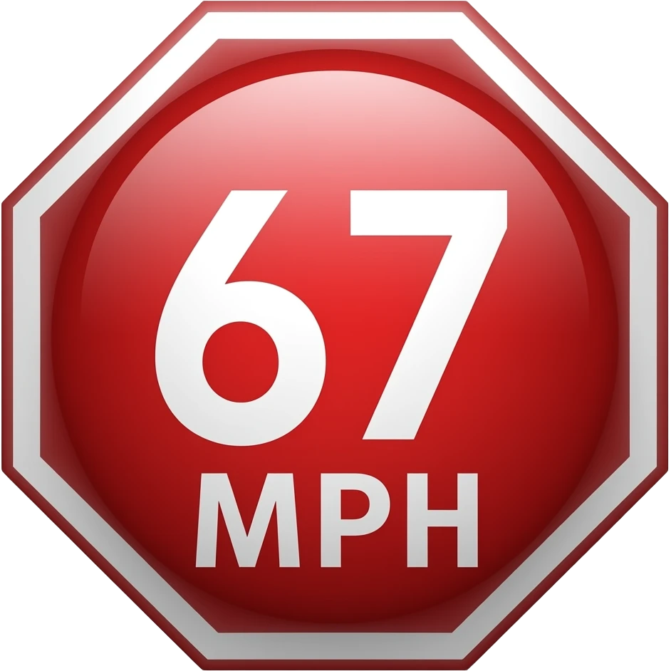 stop sigh red with 67 mph emoji