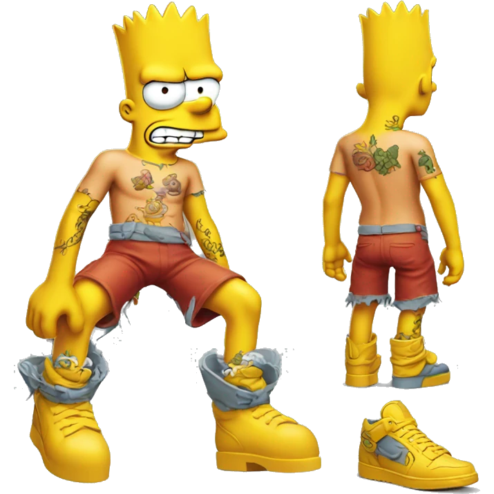 Bart Simpson rapero con tatuajes emoji