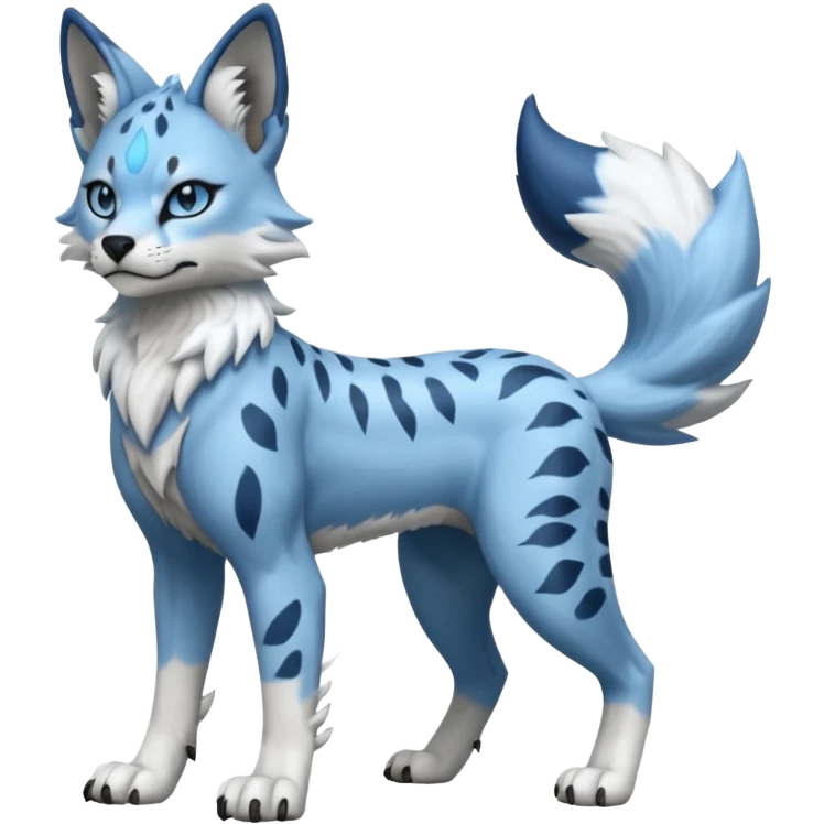 Blue serval-Lycanroc-wolf-fusion-hybrid, full body emoji