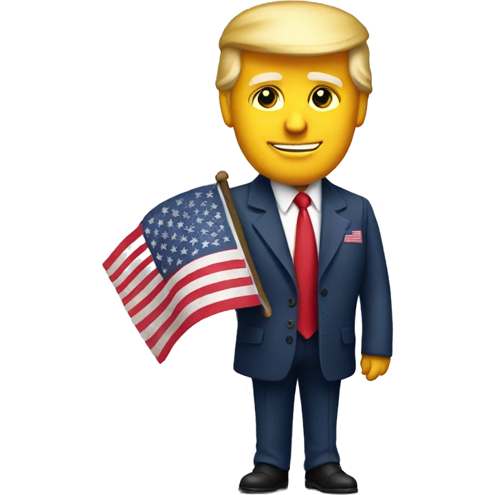 Trump holding American flag emoji