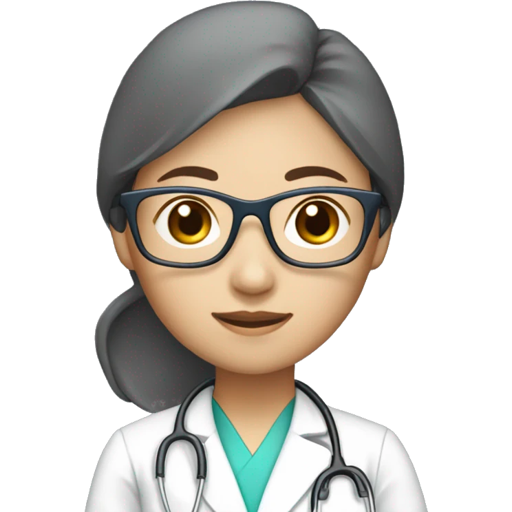  Chinese female doctor in scrub hat, glasses and stethoscope emoji