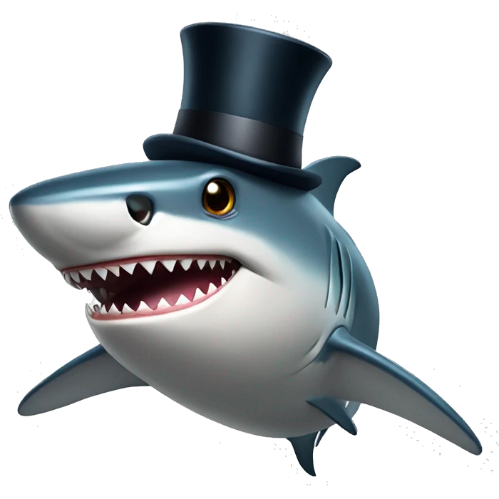 Shark with a top hat emoji
