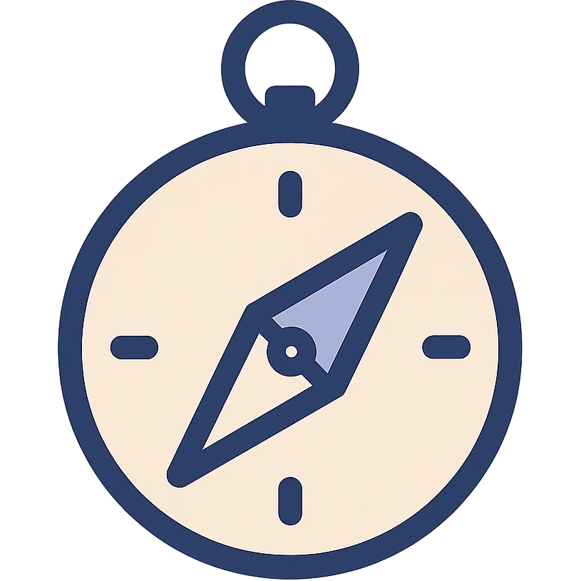 compass icon, clean and simple, modern icon style, minimal color emoji