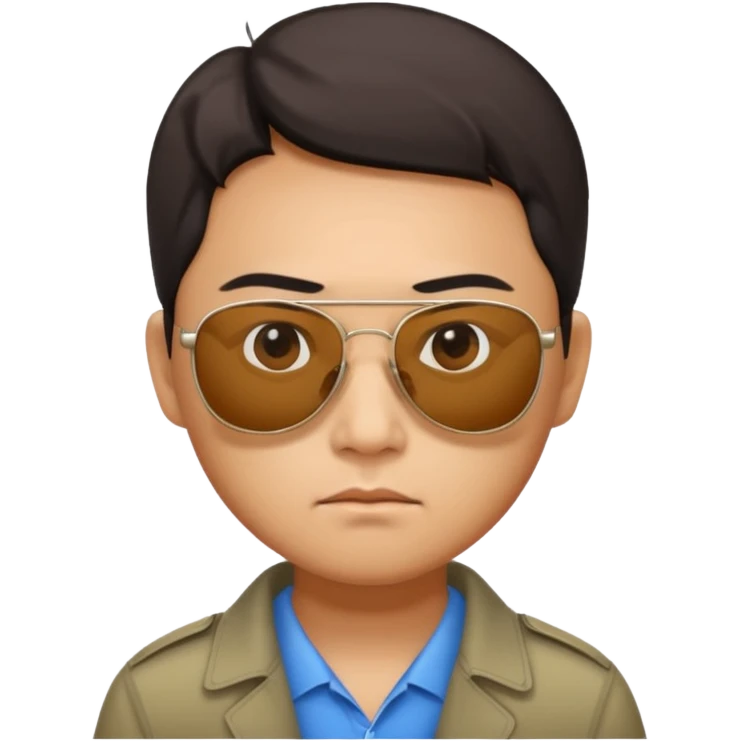 Photorealistic serious Chinese tourist wearing sunglasses emoji