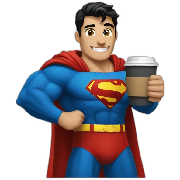 Superman-with-coffee emoji