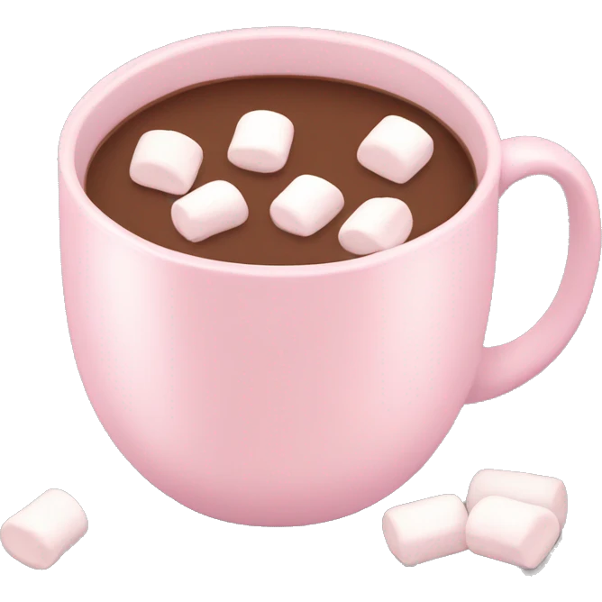 Light Pink mug of hot chocolate with marshmallows  emoji