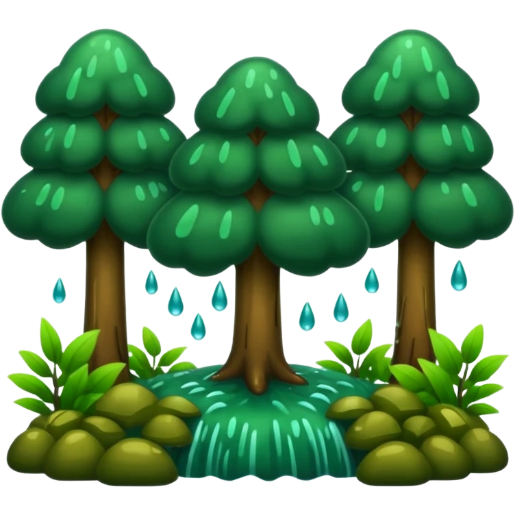 a forest were raining heavily  emoji
