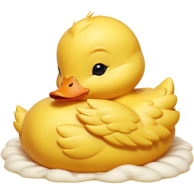 Meme-Worthy Cute Sleeping Yellow Baby Duck Portrait Emoji, Head resting peacefully with a contented smile, showcasing a delightfully tiny build and a luxuriously soft bright yellow downy coat, eyes shut in a serene, restful nap, Simplified yet hilariously adorable features, highly detailed, glowing with a soft, drowsy light, high shine, relaxed and utterly lovable, stylized with an air of playful laziness, bright and heartwarming, soft glowing outline, capturing the essence of a comically sleepy duckling, so meme-worthy it feels like it could instantly become the next viral sensation of adorable slumber! emoji