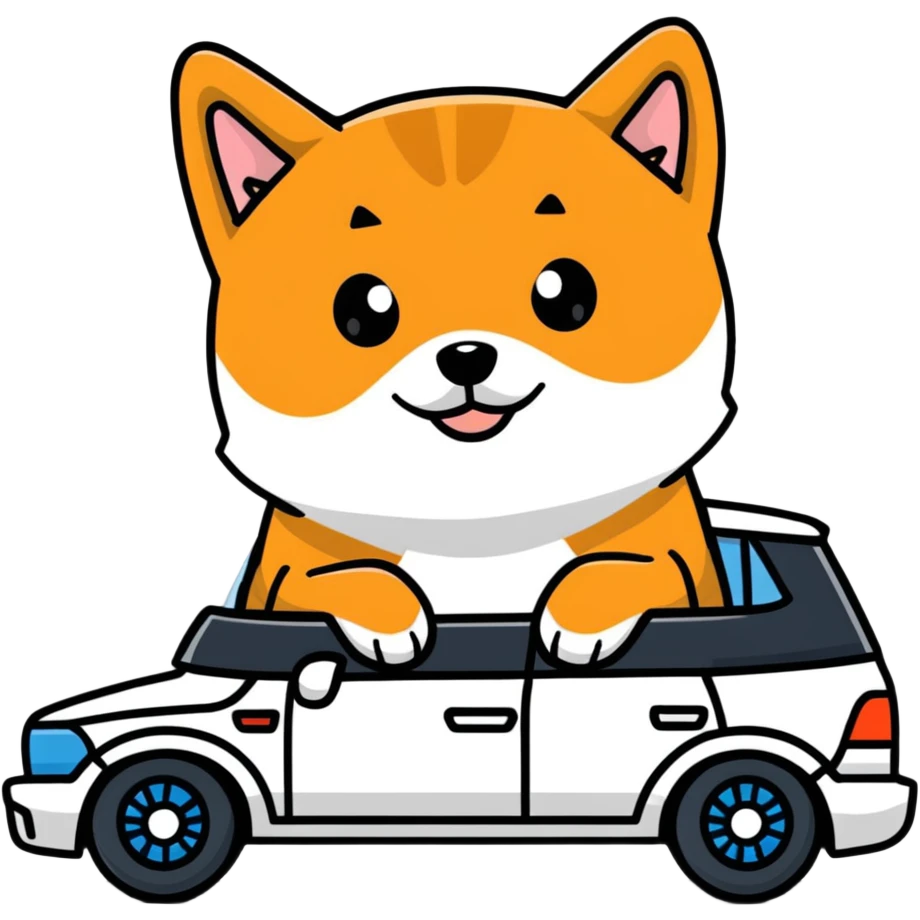 shiba inu sitting inside a BMW car emoji