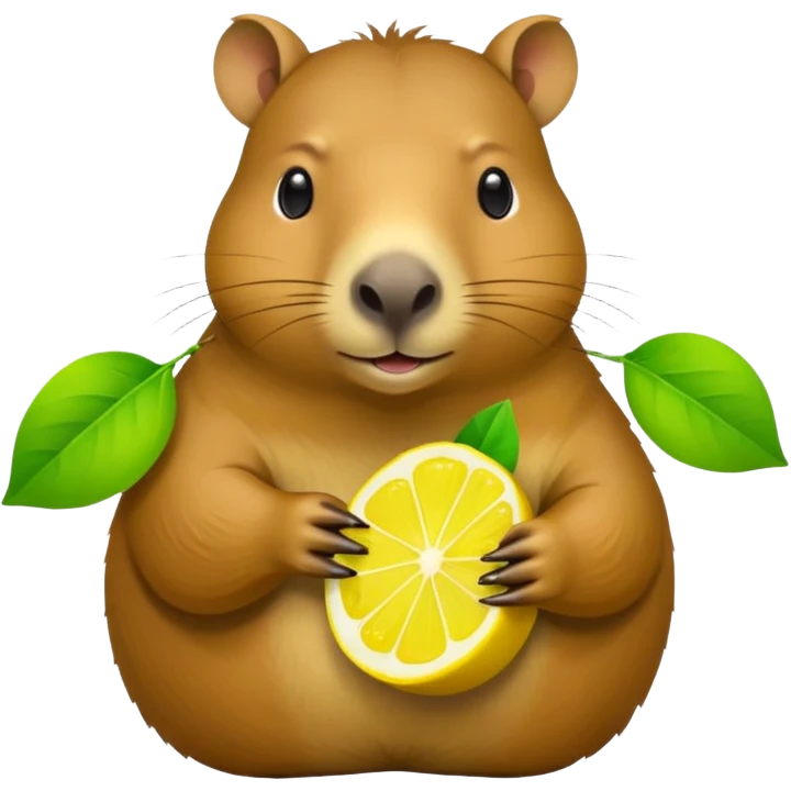 Capybara  holding  lemon emoji