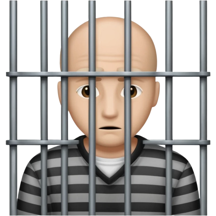 criminal in jail behind bars the bars should be in front of the person and the bars can be over the person's face emoji
